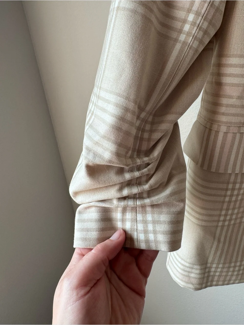 Halogen Cream Plaid Double-Breasted Blazer